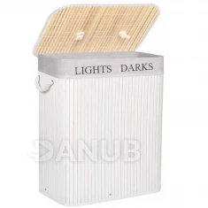 Bambusz szennyeskosár - 100L - fehér