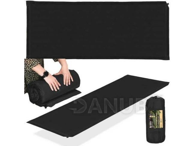 Önfelfújó kemping matrac - 180 cm - fekete