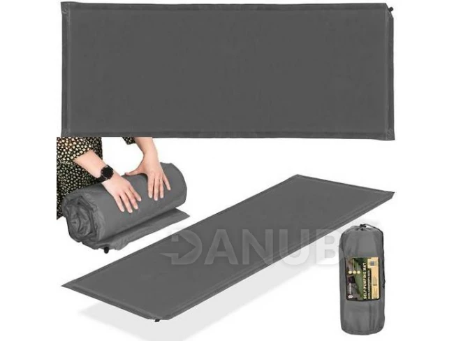 Önfelfújó kemping matrac - 180 cm - szürke