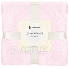 Kétoldalú plüss takaró 70x160cm - cikcakk – világos rózsaszín