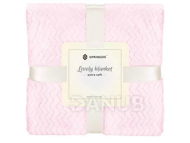 Kétoldalú plüss takaró 70x160cm - cikcakk – világos rózsaszín
