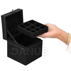 Háromemeletes ékszeres doboz - fekete