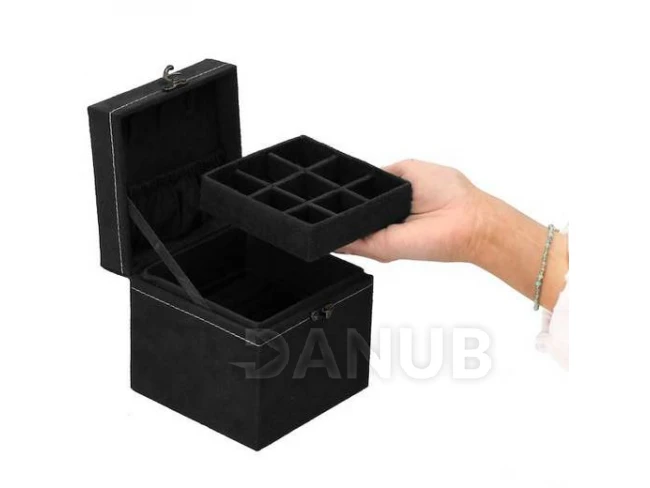 Háromemeletes ékszeres doboz - fekete