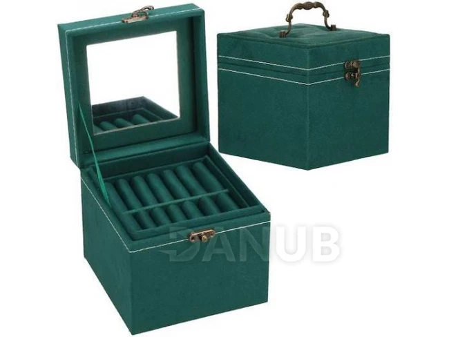 Ékszeres doboz tükörrel - smaragd