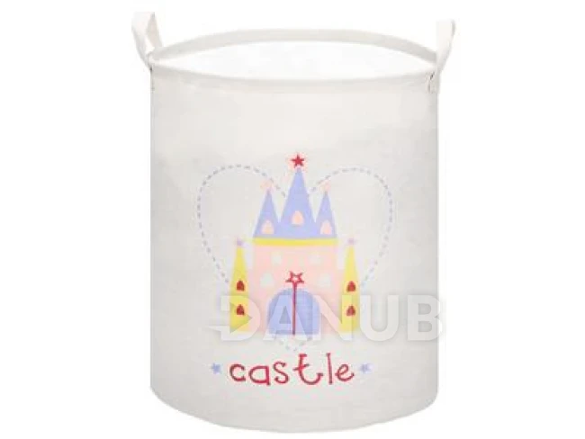 Játéktároló kosár – kastély, krémszínű