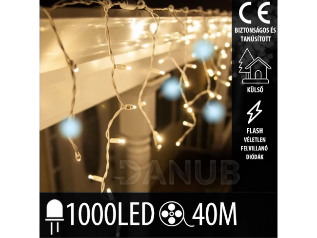 Karácsonyi led fényfüggöny kültéri flash - 1000led - 40m meleg fehér / hideg fehér