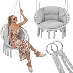 Hintaszék bojtokkal - szürke + világosszürke párna