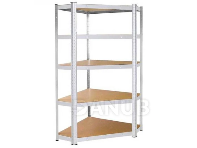 Fém sarokállvány 5 polccal - 180x90x40cm