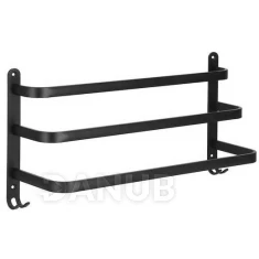 Fali törölközőtartó fürdőszobába - hármas - alumínium - fekete