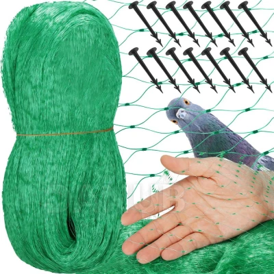 Madarak elleni védőháló rögzítőcsapokkal (14db) - 8x14 m - zöld