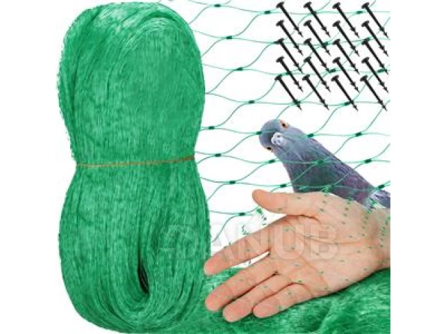 Madarak elleni védőháló rögzítőcsapokkal (20db) - 8x20 m - zöld
