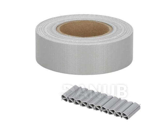 Árnyékoló kerítés szalagok és kapcsok (20db) - PVC - 35m x 4,75cm - 450 g/m2 - világosszürke