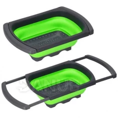 Szilikon szűrő a konyhai mosogatóhoz - összecsukható - szürke-zöld