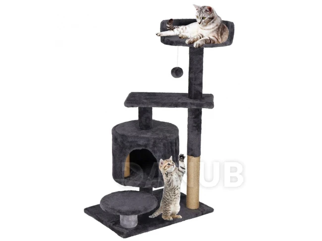 Szizál macskakaparó játékokkal - 5 szint - 87 cm - grafit