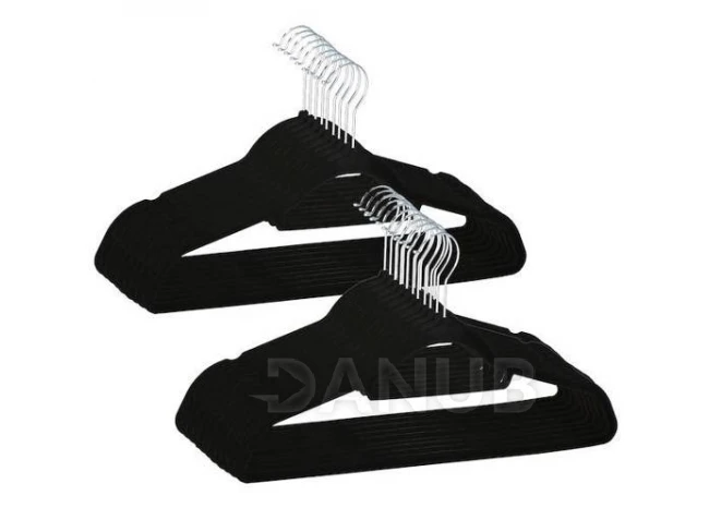 Velúr ruhafogas - 20 db - fekete