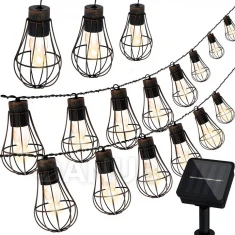  Kerti napelemes díszlánc - 3,8m - 10 izzó - patinált - meleg fehér - Polux