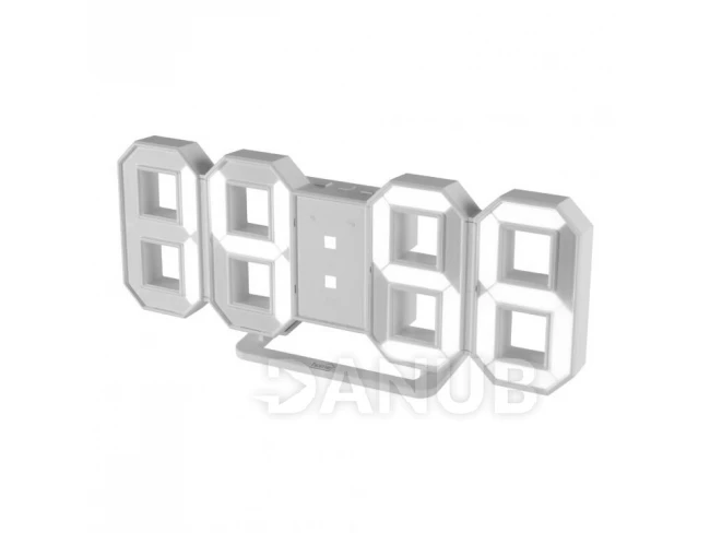 Home LTC 04 digitális, 3D LED ébresztőóra, 80 mm magas fehér kijelző, kitűnően leolvasható, háromféle fényerősség,