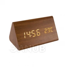 Home OC 05 digitális LED ébresztőóra, valódi faburkolat, tapsra aktiválható kijelző, dátum és hőmérséklet kijelzés, elemes vagy hálózati tápellátás