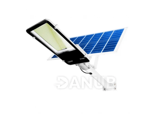 LED napelemes utcai lámpa - 1000W - 6500K - tartóval és távirányítóval - fehér