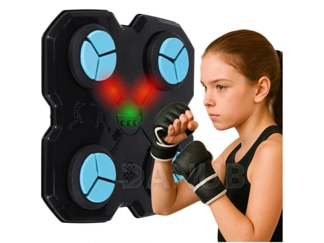 Bokszedző falra szerelhető - zene, LED, USB, bluetooth + kesztyű