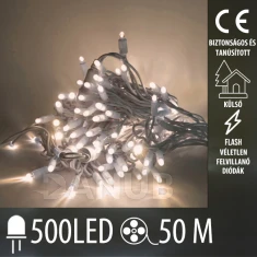 Karácsonyi LED fényfüzér kültéri FLASH - 500LED - 50M meleg fehér+hideg fehér