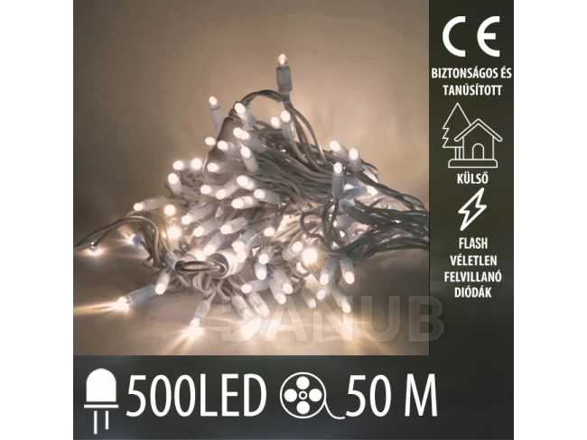 Karácsonyi LED fényfüzér kültéri FLASH - 500LED - 50M meleg fehér+hideg fehér