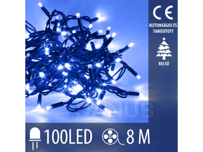 Karácsonyi led fénylánc beltéri - 100LED - 8M Kék