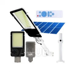 LED napelemes utcai lámpa nagy teljesítményű - 1200W - 6500K + távirányító - fehér