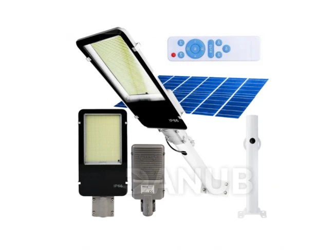 LED napelemes utcai lámpa nagy teljesítményű - 1200W - 6500K + távirányító - fehér