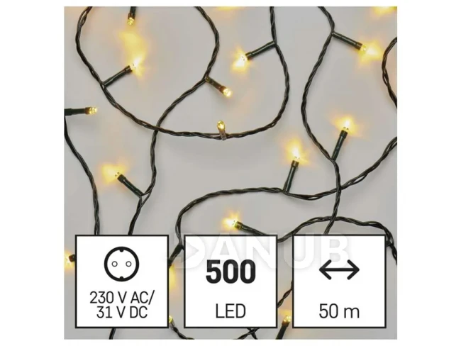 LED karácsonyi fényfüzér, 50 m, kültéri és beltéri, meleg fehér, programok, időzítő LED karácsonyi fényfüzér, 50 m, kültéri és beltéri, meleg fehér, programok, időzítő