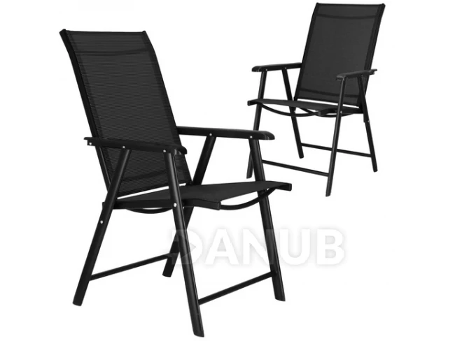 Összecsukható kerti szék - fekete - 2 db
