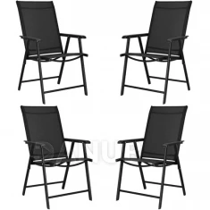 Összecsukható kerti szék - fekete - 4 db