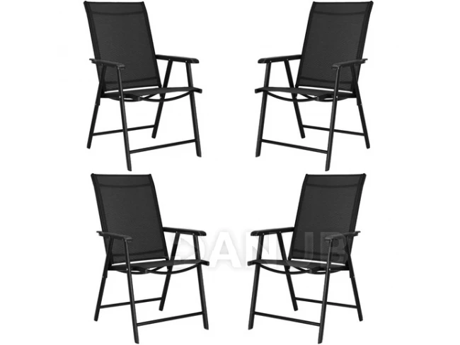 Összecsukható kerti szék - fekete - 4 db