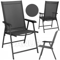 Összecsukható kerti szék - szürke - 2 db