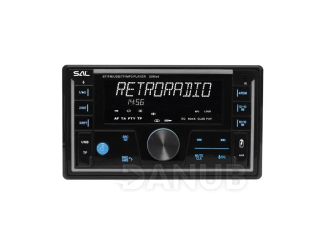 SAL VB5500 SMART autórádió, 4x50W, 2xDIN, FM RDS, USB-microSD, MP3 lejátszó, dupla USB aljzat, telefontöltő, kiválasztható RGB gomb világítás, telefonról is vezérelhető okos autórádió