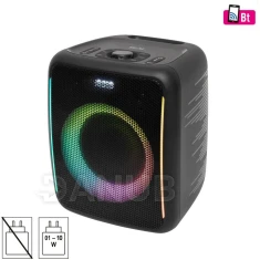 SAL BTCUBE hordozható Boombox, vezeték nélküli hangszóró, 70 watt, 3 hangszóró, Bluetooth TWS, IPX4, beépített akkumulátor