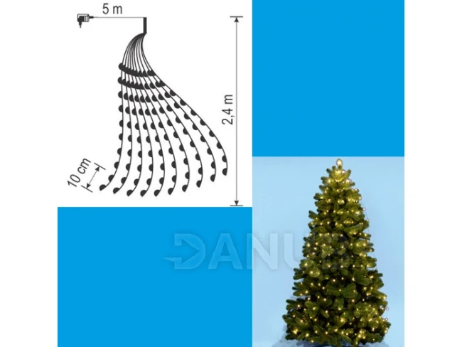 Karácsonyi LED fényfüzér köteg időzítővel - 10x 25 darabos LED fényfüzér - 2,4m - Meleg fehér