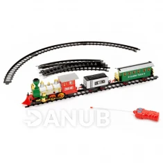 Gyerekmozdony kocsikkal, gőzzel és hangokkal, elemmel