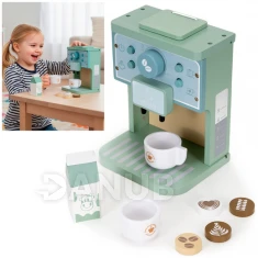 Gyerek fa kávéfőző poharakkal - 8 darabos, többszínű