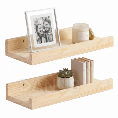 Fából készült polcok - 30 x 15 cm - 2 db a készletben - természetes szín