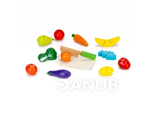 Fa gyümölcs- és zöldségvágó készlet - 13 darabos