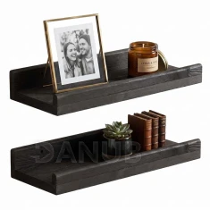 Fából készült polcok - 40 x 15 cm - 2 db a készletben - fekete szín