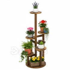 Fa virágállvány 6 polccal - 87 cm - barna