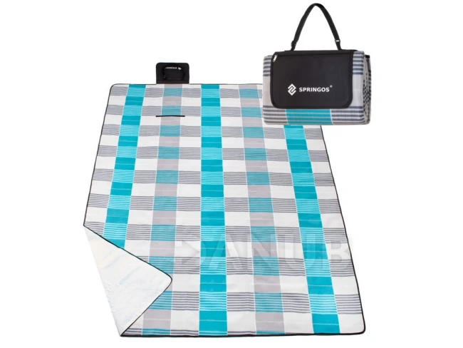 Piknik takaró 300x200 - kék-szürke rácsok