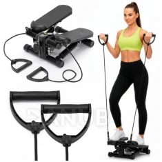Fitness stepper kábelekkel és számolóval – fekete