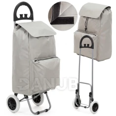 Bevásárlókocsi kerekekkel - 95 cm - fekete, fehér, szürke