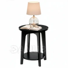 Kerek fa konferenciaasztal - Ø 40 cm - kiegészítő polccal - fekete