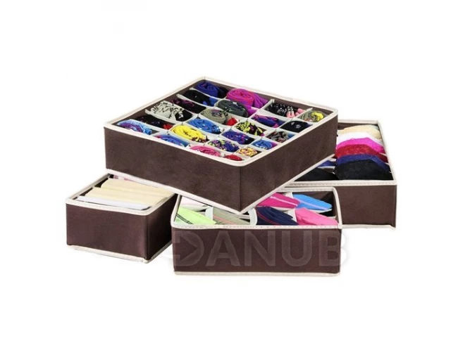 Fehérnemű rendszerező - készlet 4 db - barna