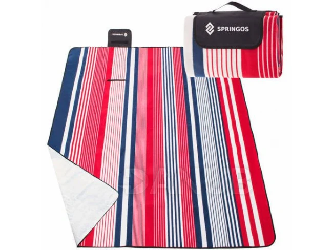 Piknik takaró 200 x 200 cm csíkok - piros-kék