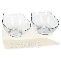 Kettős tál kutyának és macskának csúszásmentes aljjal